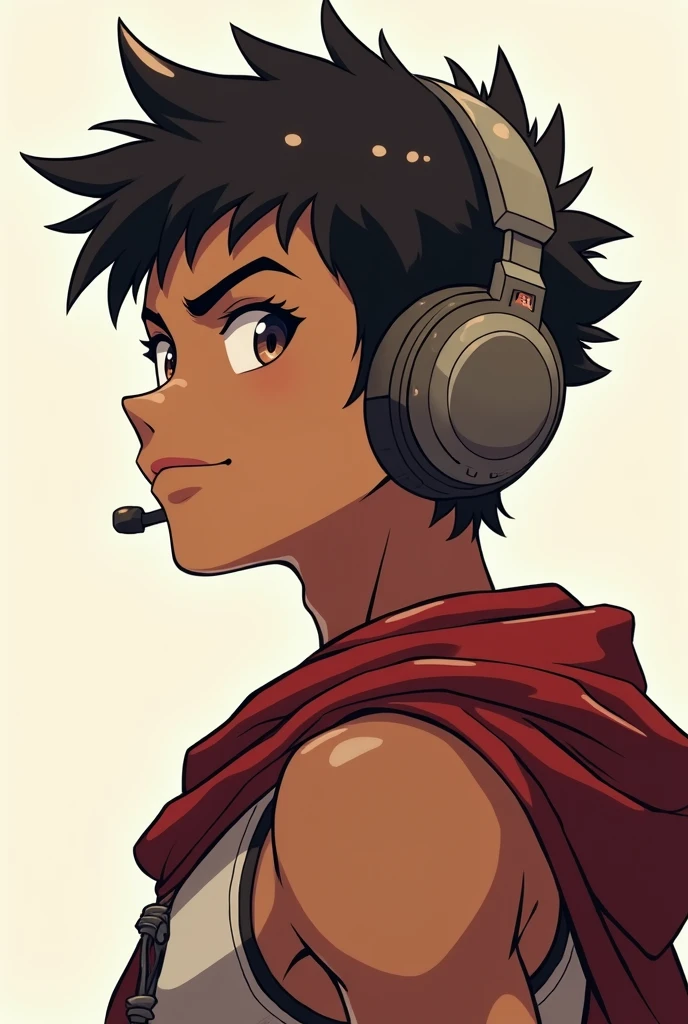 Crie um personagem de um drawning da mitologia grega de origem espartana com características, Youngh, brown skinned, profile photo, Gamer, neutral background, mais Youngh, face photo, drawning, アニメ, naughty man