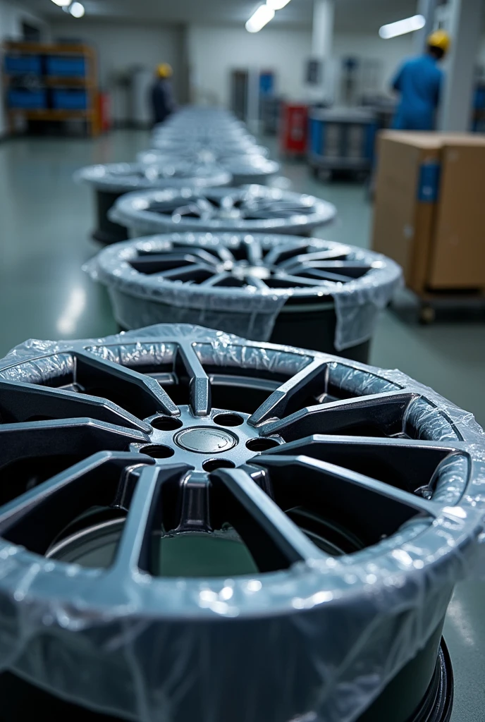 Painting and Packaging.
• Paint: A multi-layer paint coating is applied to protect the wheel and enhance its appearance..
• Packaging: The finished rims are packaged and labeled for distribution to customers..