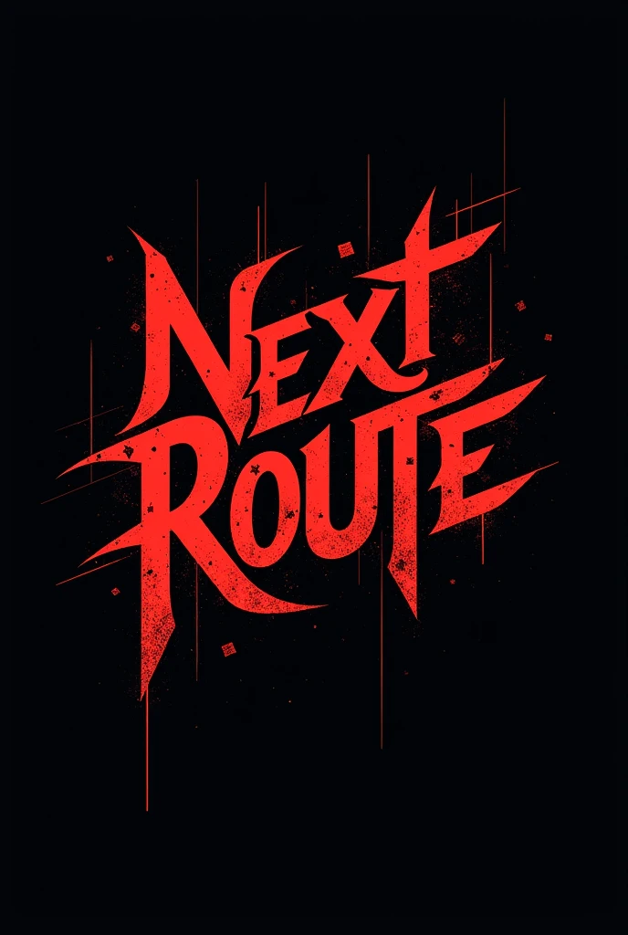 Make a logo for an album cover with the word "Next route" Red color that is not simple and is pretty
