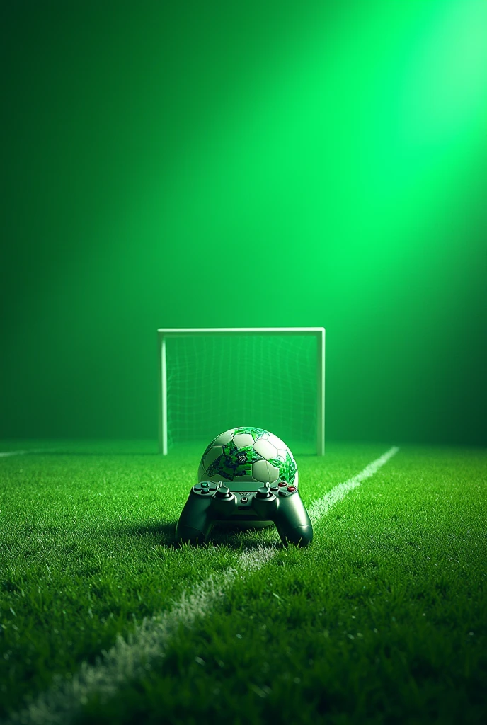 I want an image with a green background, with gamer and football details without characterization
