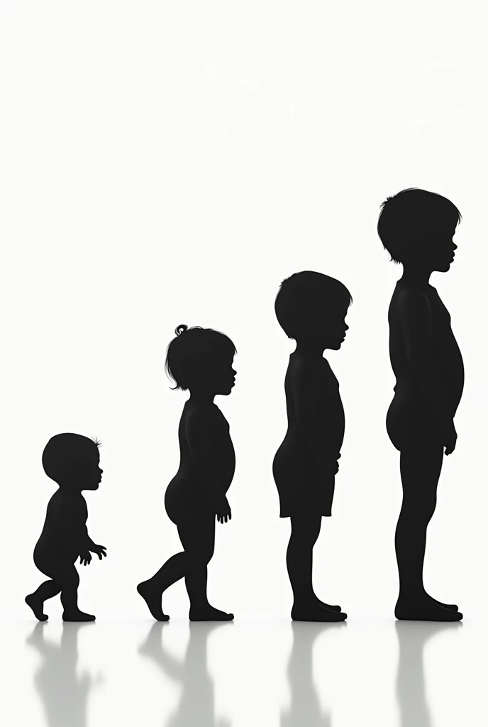 size of a child from 0 years old, 1 years ,2 years , 3 years ,4 years and 5 years only that it is the silhouette 
