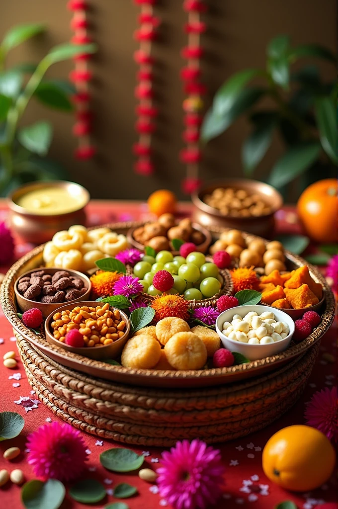 A gift hamper ideas images for navratri special food thali with good presentation 