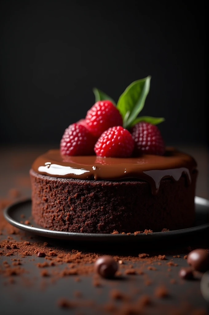 cinematic film still chocolate, chocolate cake, dark background, quality photo, moist texture, frosting, studio photo, slice . shallow depth of field, vignette, highly detailed, high budget, bokeh, cinemascope, moody, epic, gorgeous, film grain, grainy. Malaysia appereaance 