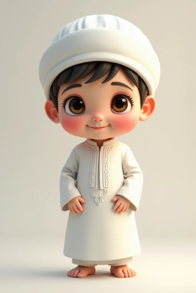 Koran small cute cool boy with white dress and white cap