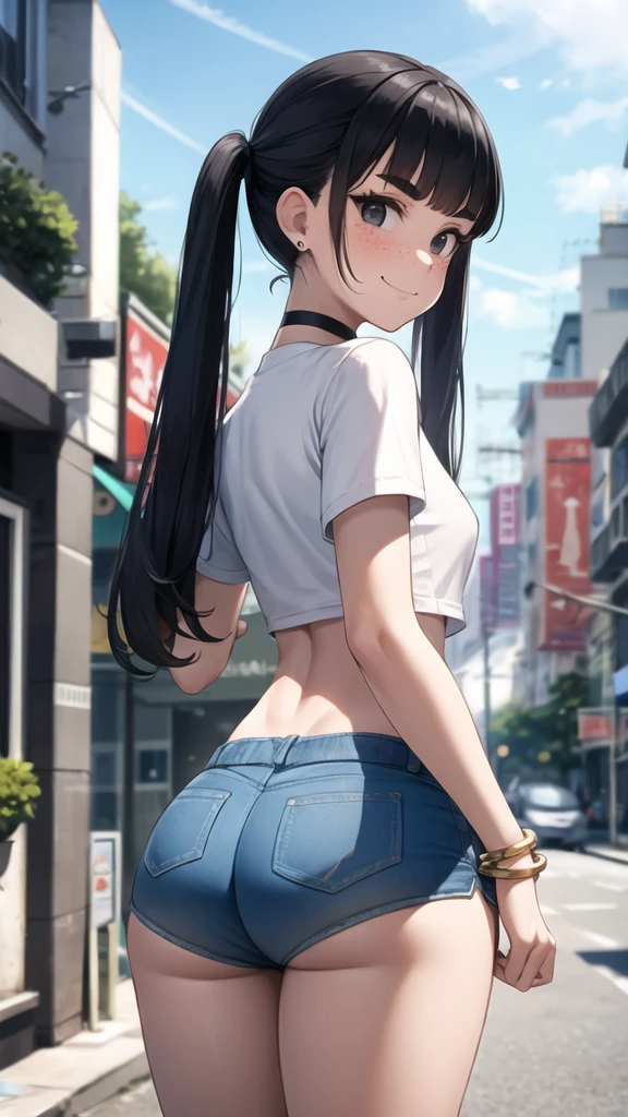 {{{masterpiece}}}, {{{best quality}}}, {{ultra-detailed}}, {illustration}, {{an extremely delicate and beautiful}},(Downblouse:2.0)(Best quality, 8k, 32k, Masterpiece, UHD:1.2),Photo of Pretty Japanese woman, top quality, , best quality, realistic, unity, 8k wallpaper, official art, extremely detailed wallpaper,2girl,((boyish)),13yo,(Chiseled abs : 1.2), beautiful teeth,solo,,absurdly long hair, multi hair color,misaligned glasses,earrings,Jacket,(blunt bangs:1.2),looking at viewer, (smile:1.5),(high detailed skin),realistic body,((stoop)),( small breasts), cute girl, famous japanese idol,downblouse,(sweaty skin:1.3),(street dancer :1.7),(branded cap),(bare stomach),(dancer jersey clothes shirt:1.4),(dancer jersey pants:1.3),(panty line:1.5),(fashionable shirt),(street),(loose t-shirt:1.3),(very low view:1.3),leaning forward,(dynamic pose:2.0),(from behind:1.3), (show off ass:1.7),(low view:1.4),colorful_girl_v2,yofukashi background,inboxDollPlaySetQuiron style,col,no humans,