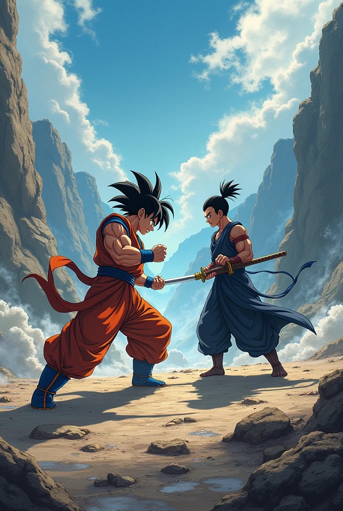 Goku fighting Giyu Tomioka