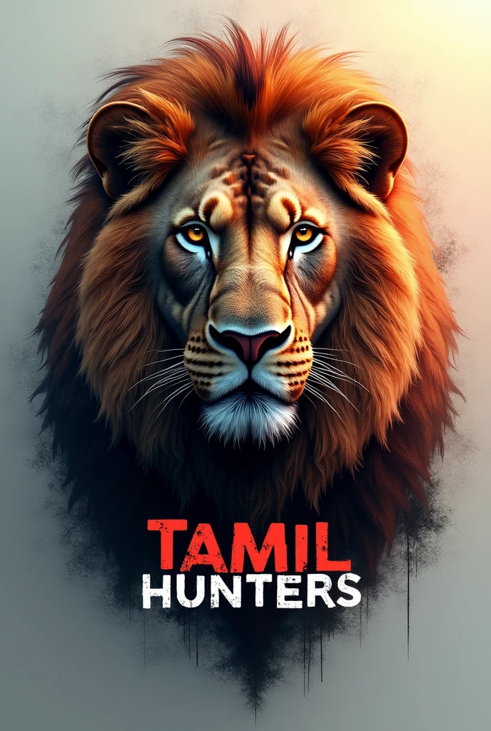 Create a pic where the wordings (Tamil hunters) should be written and highlighted not only this it should have a lion pic .The pic should be super attractive bring it in a small circle