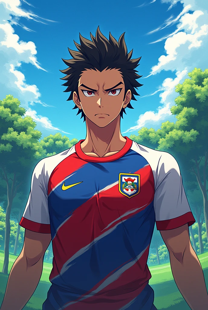 Kyōjurō Rengoku from Kimetsu no Yaiba wearing the Costa Rican national team shirt