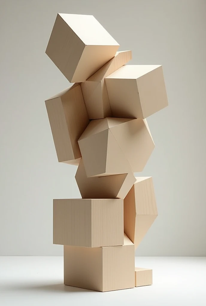 Create an abstract sculpture that represents resistance, the robust, the corpulent, Compact, firm, and solid, Inspired by geometric figures and possible to make with basic carpentry tools 