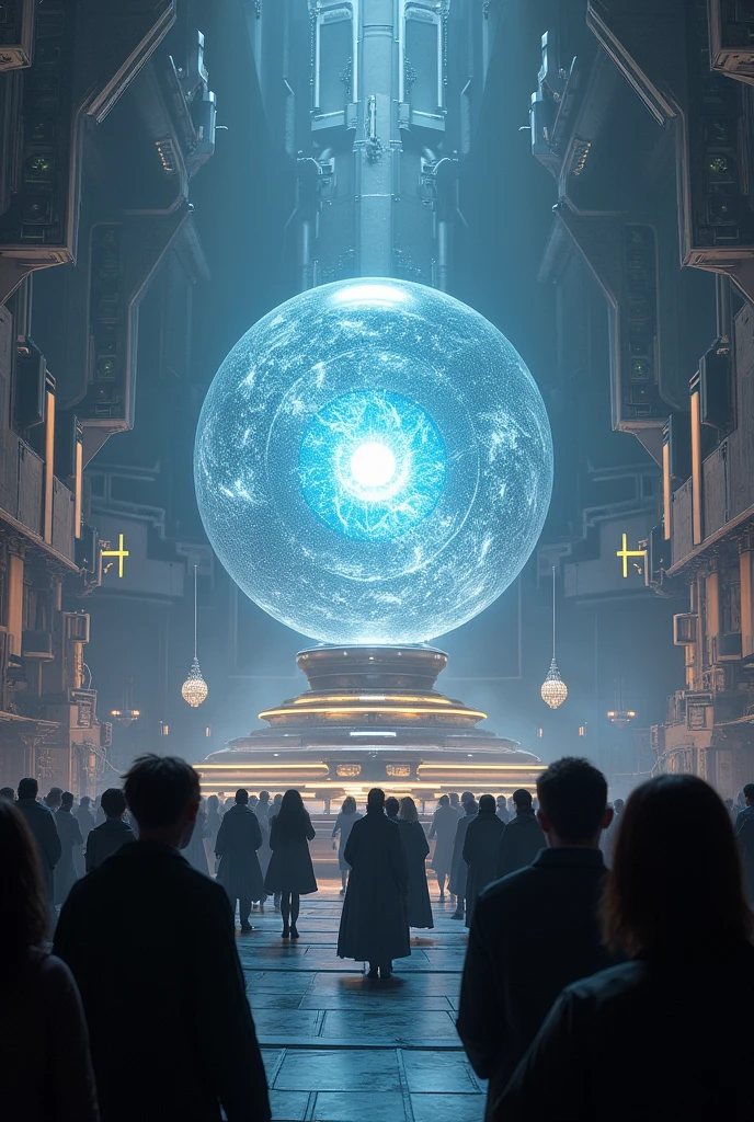 I need a large technologically advanced training class for magicians., in the center of which is a ball with a door