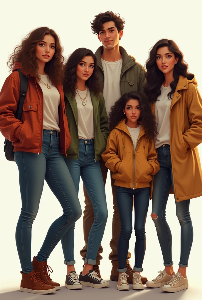Name: Sandy, Arianna, Pablo and Neyvi of the Age: 21 and 20 years old They are three women and one man Appearance: low, Medium and tall brown hair, black and wavy, light brown eyes, Dark black wear casual and comfortable clothes. Personality: brave, ingenious, intelligent, nationality: mestiza, white