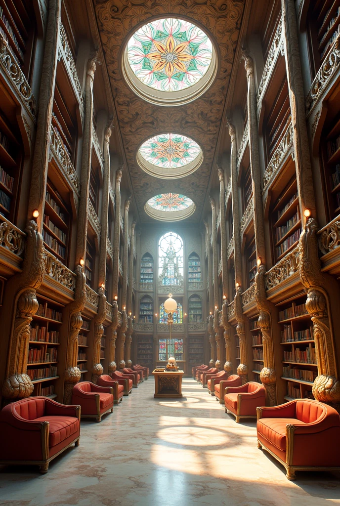Building a digital library, art nouveau style and contemporary style 