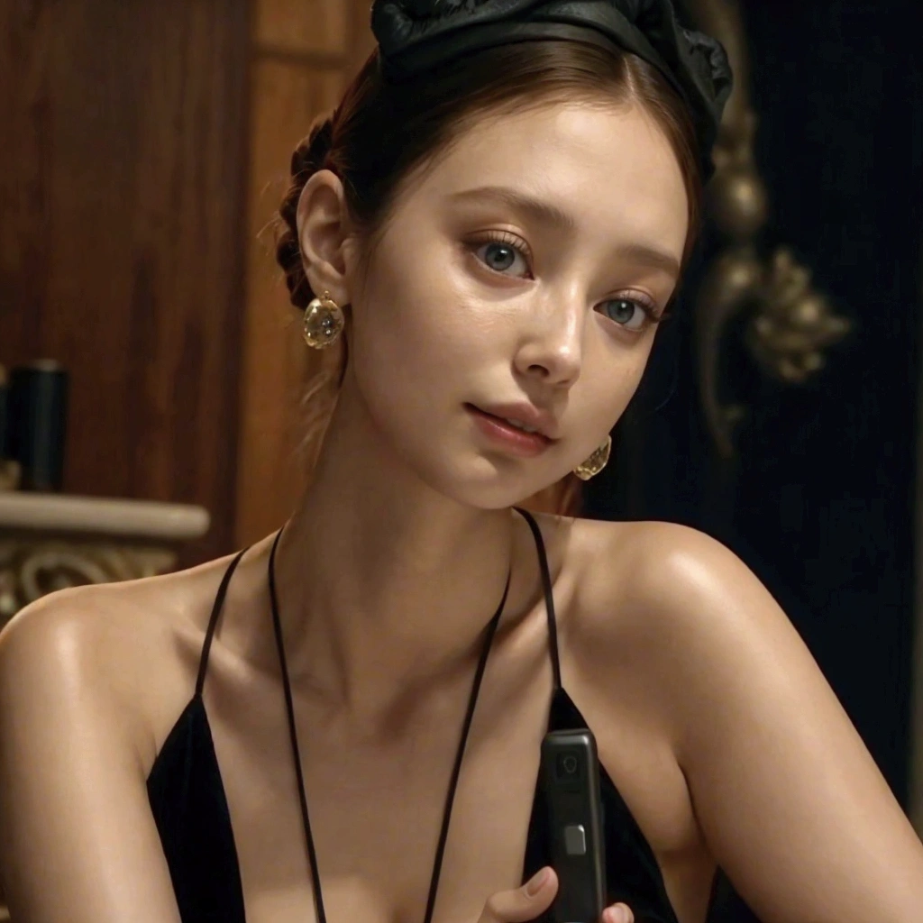 giraffe woman in a black dress holding a remote control, Portrait Sophie Mudd, angela sarafyan, Anne of arms, burning brightly, Charli Bowater, screenshot from a movie, sensual smile, dilraba dilmurat, bella poarch, cool appearance, Anne of arms as joan of arc, but a stern look on her, Jennie Kim the Black Pink 