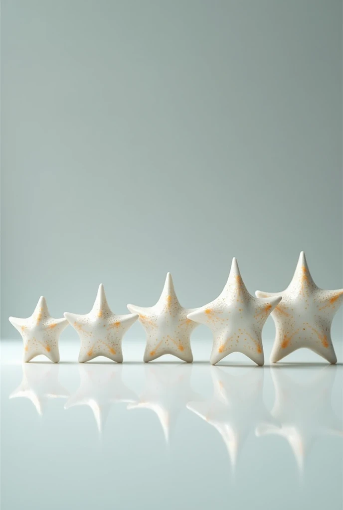 Crar unas estrellas 🌟 en fila desde la mas pequeñas hasta la mas grande como tipo porcelaba