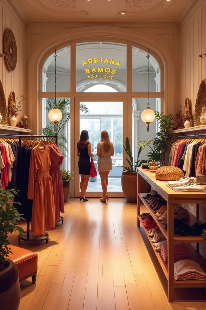 You create an image of a women's clothing store called AdrianaRamosboutique