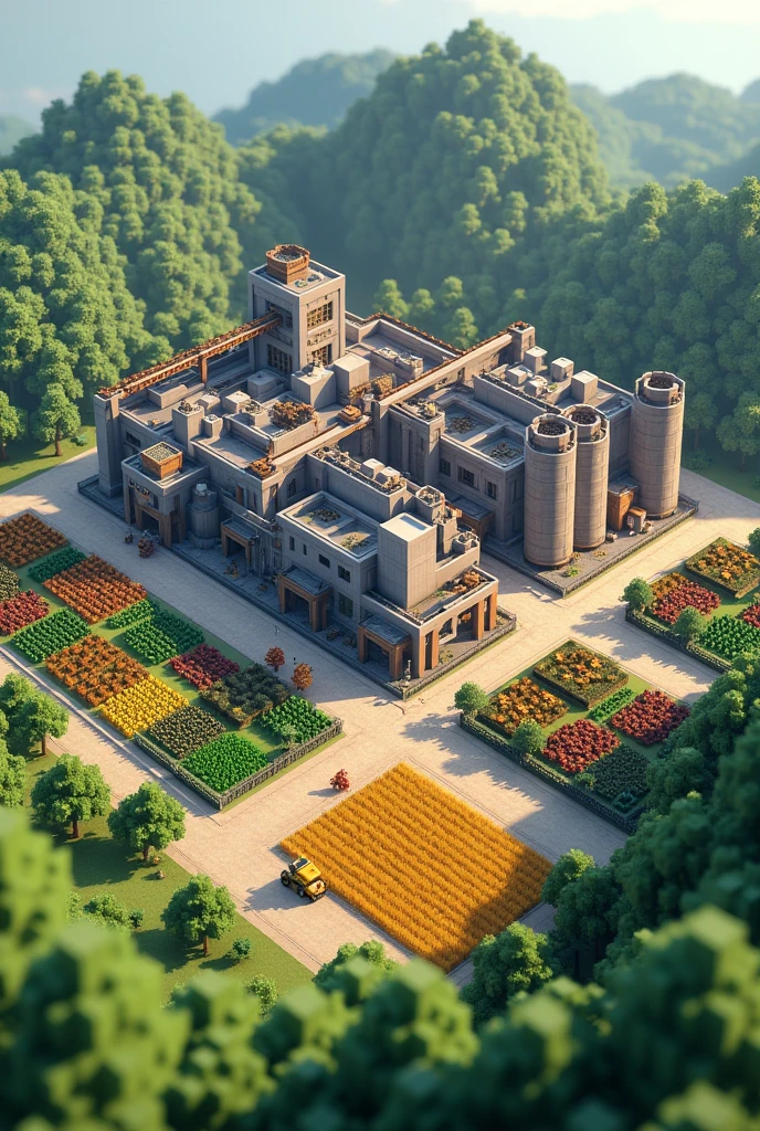 Give me some Pictures for this theme Mega Farming Complex in a minecraft style