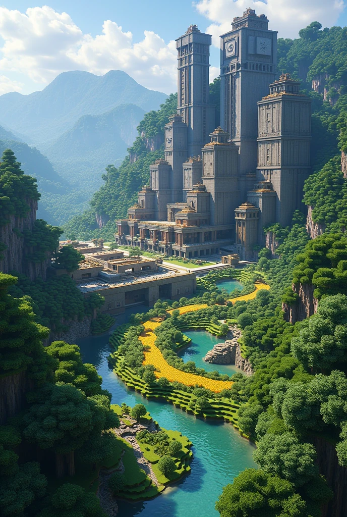 Give me some Pictures for this theme Mega Farming Complex in a minecraft style make it bigger
