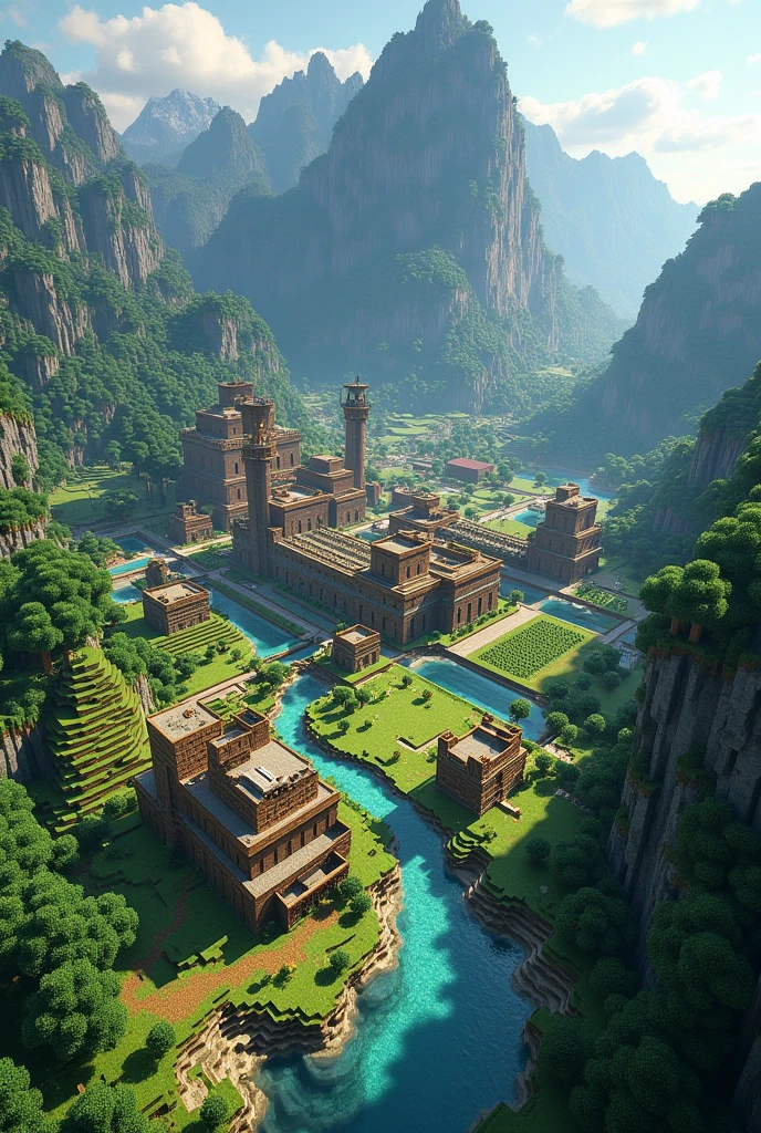 Give me some Pictures for this theme Mega Farming Complex in a minecraft style make it bigger