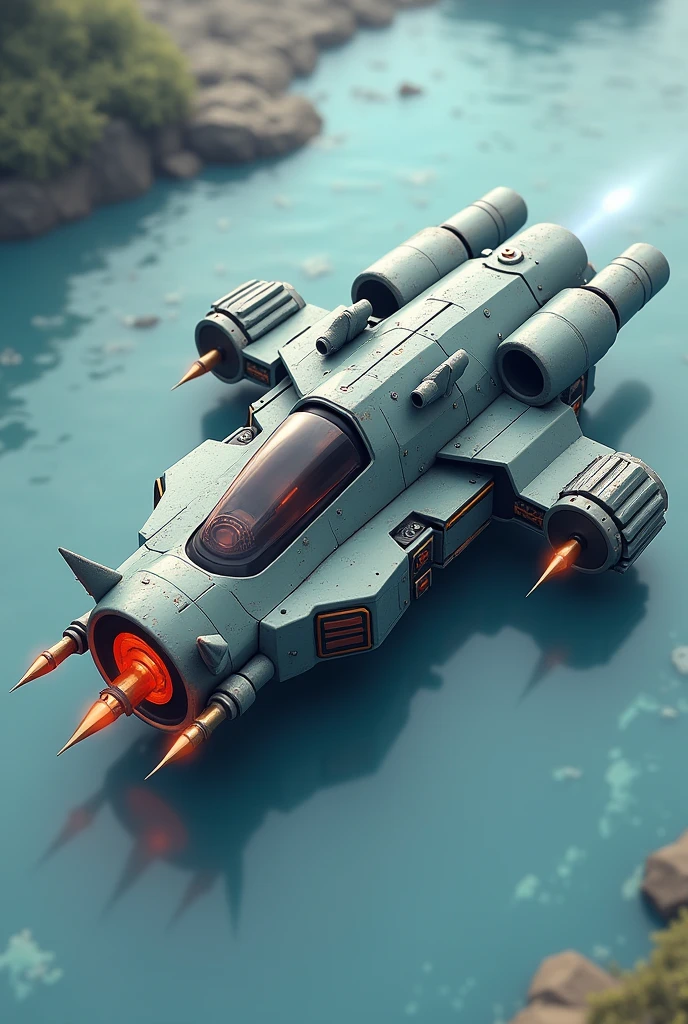 Small machine/Aerial/four mini rocket boosters/ some spikes around its structure/ 3d game