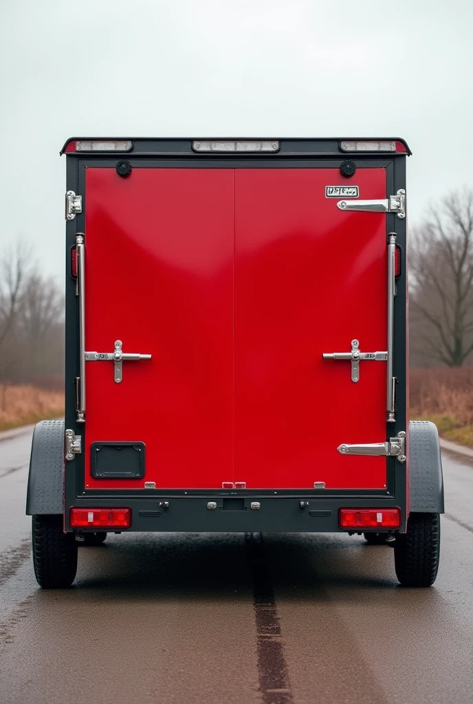 Red trailer for ATVs measures 2.50 long x 1.50 wide wheel 15, regulatory lights
