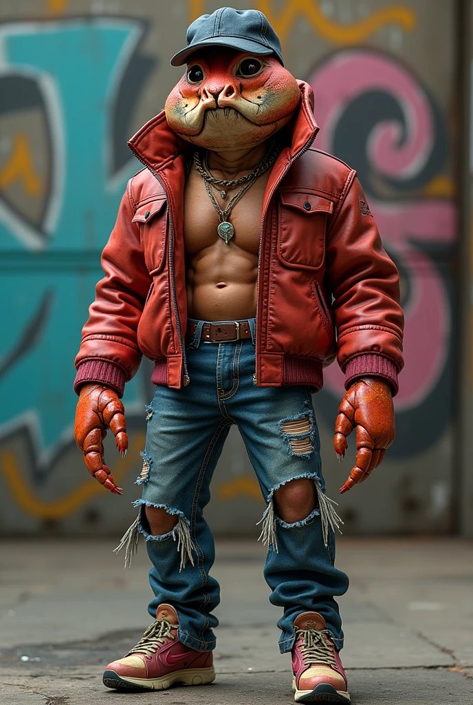 crab dressed in streetwear clothes
