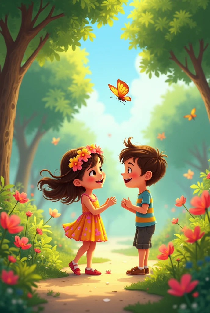 Girl and boy in the park