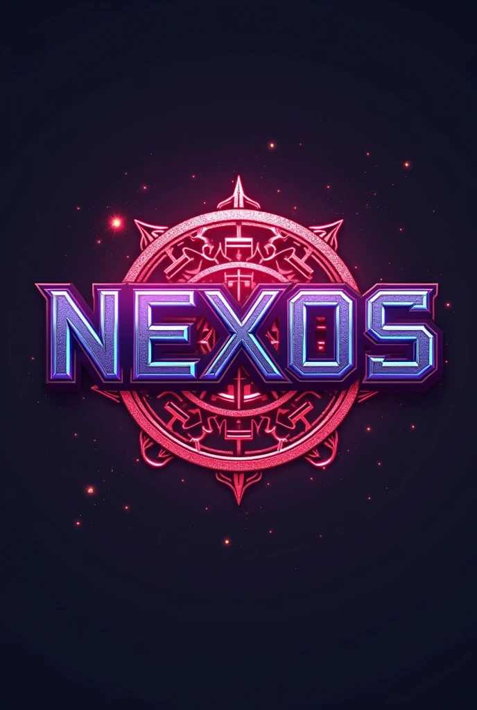 Make a logo with the name "Nexos Pixelmon" red and purple cores in a 512x512 size without pixel art