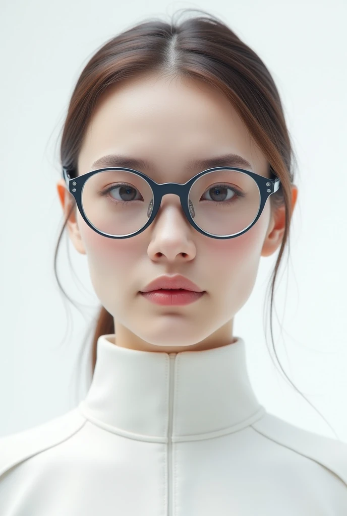 Ergonomic glasses with a minimalist style and a touch of cyberpunk With front view For oval faces With white background