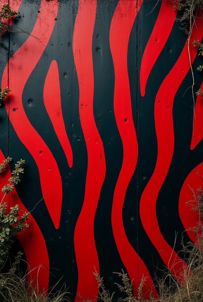 I would like a background with a zebra texture but with the colors Black and Red with stripes and some rural details.