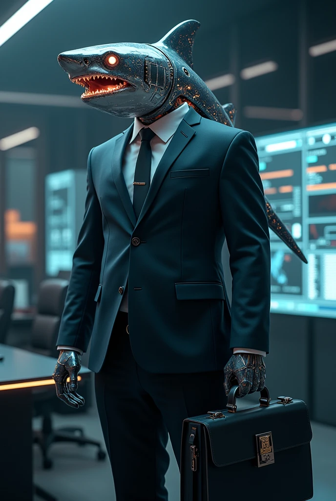 computer shark businessman
