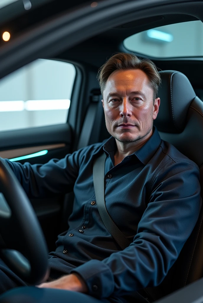 Elon musk in car
