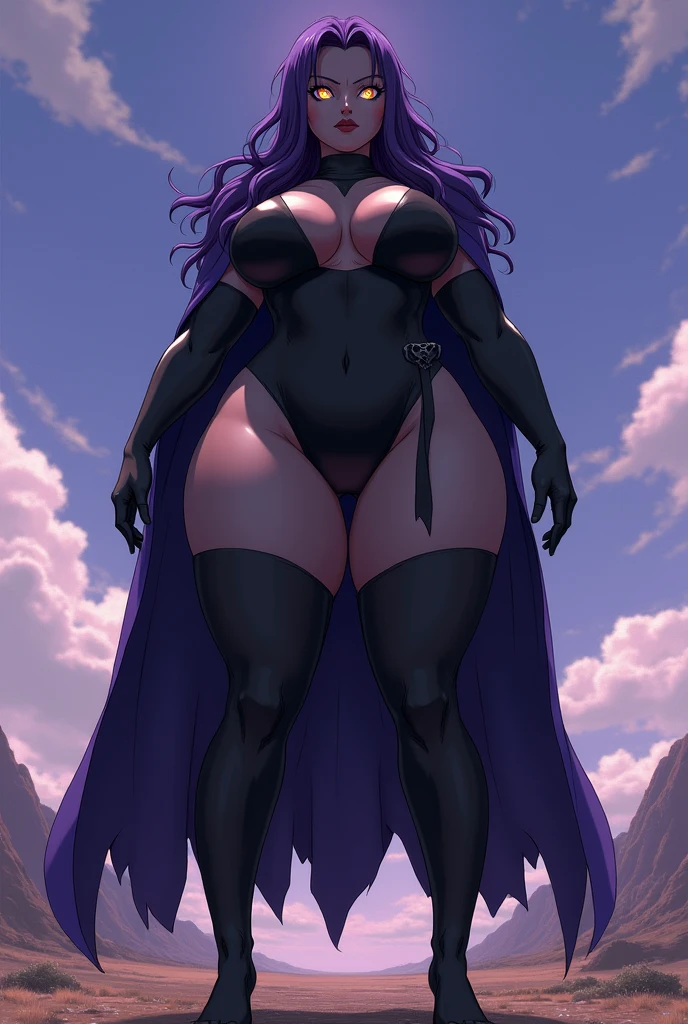 Yourichi from bleach as raven from titans (just raven dress)as a 60 foot giantess with very huge chest