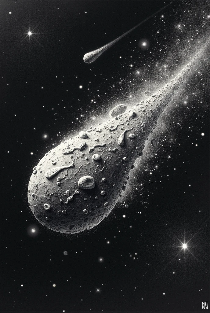 A drawing ALLUSIVE to the Panspermia Hypothesis that tells us that:
"Life could spread from one planet to another or from star system to star system., carried by meteors"