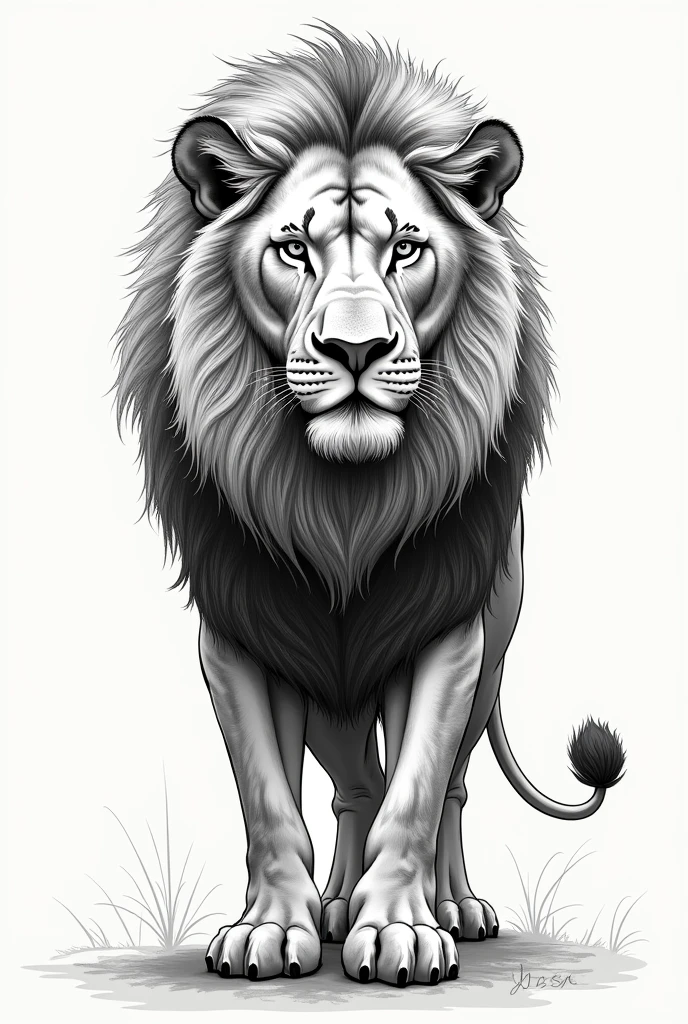 Animal lion with thin black lines send it to color