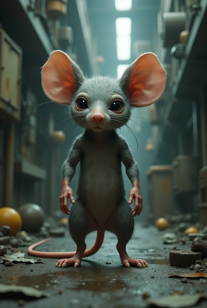 A mutant mouse in the shape of a human