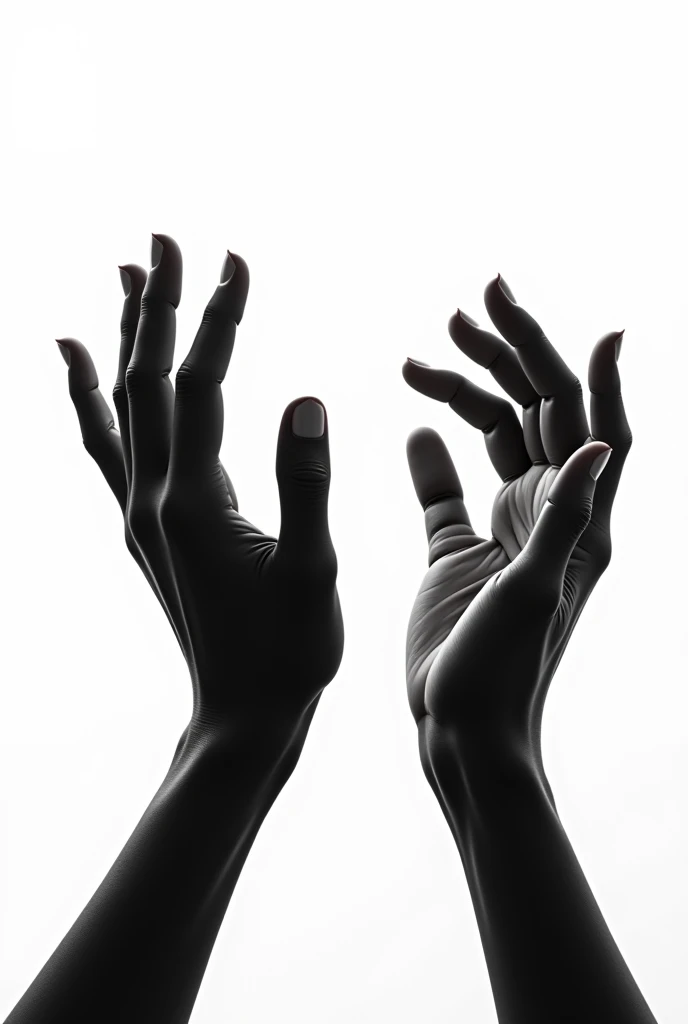 Black hands on white background (only hands in 1st person)