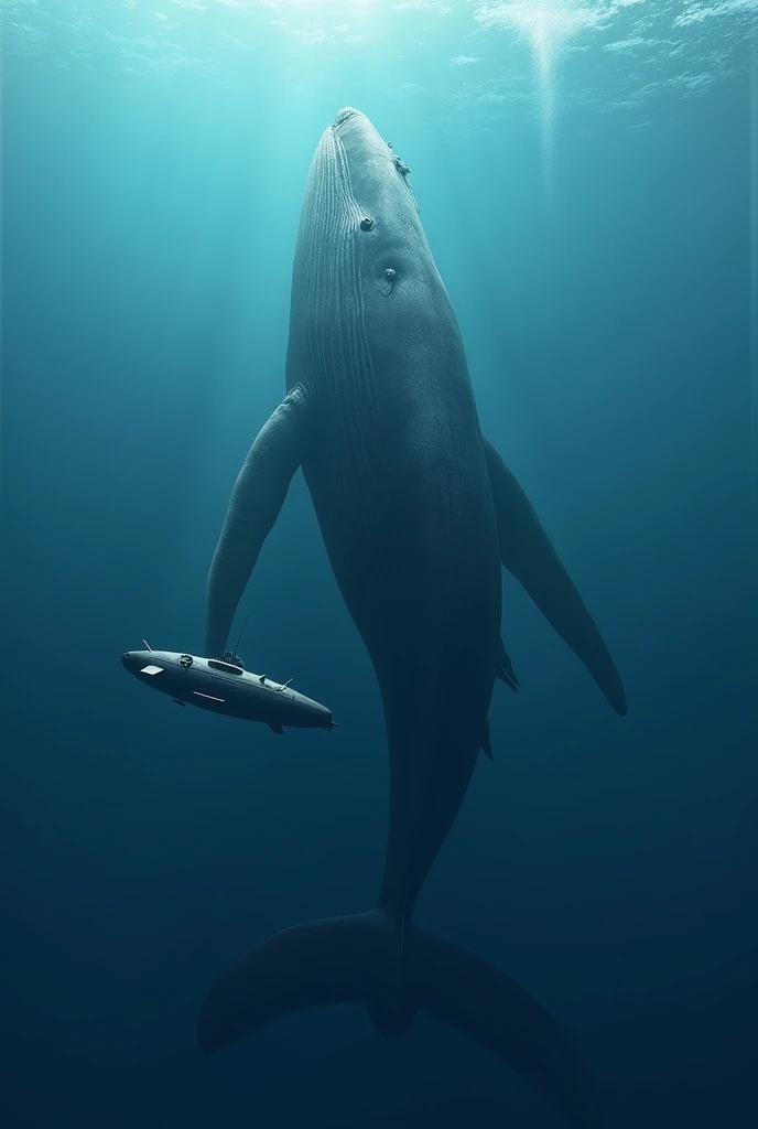 Whale approaching submarine