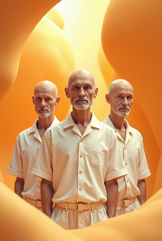 3 bald man, offwhite, mango