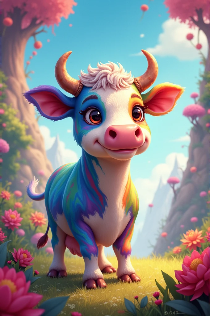 Cover for the story of a colorful cow