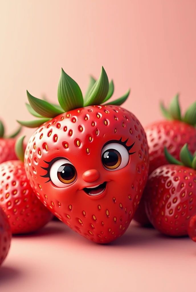 Image of strawberries with cute little eyes