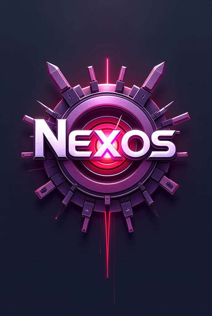 Make a logo with the name "Nexos Pixelmon" red and purple cores in a 512x512 size without pixel art