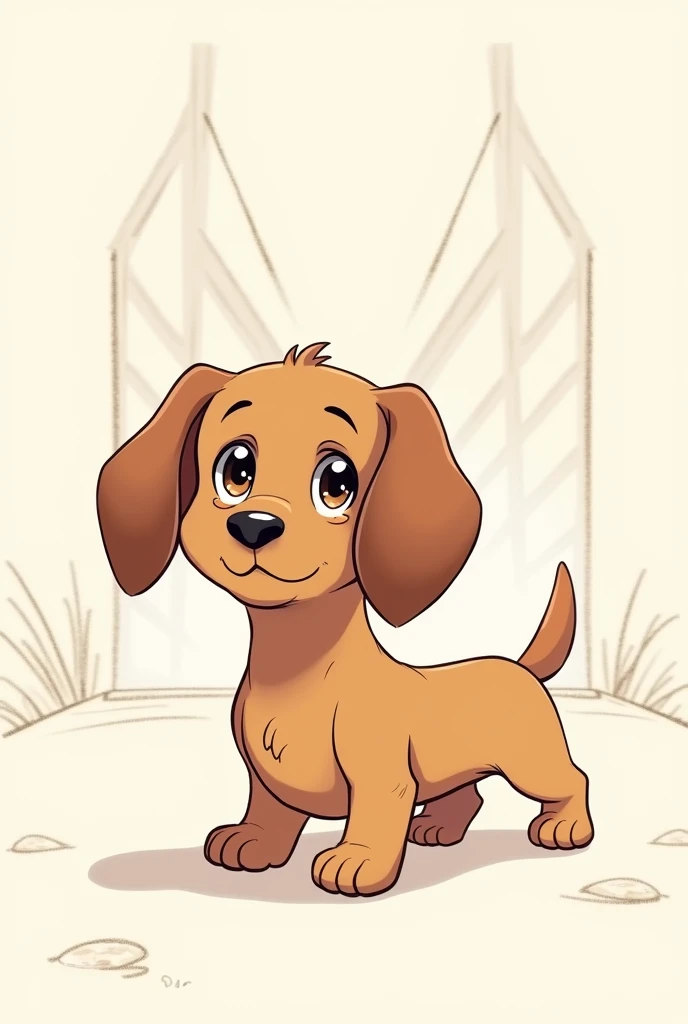 Create an anime sketch of a dachshund dog