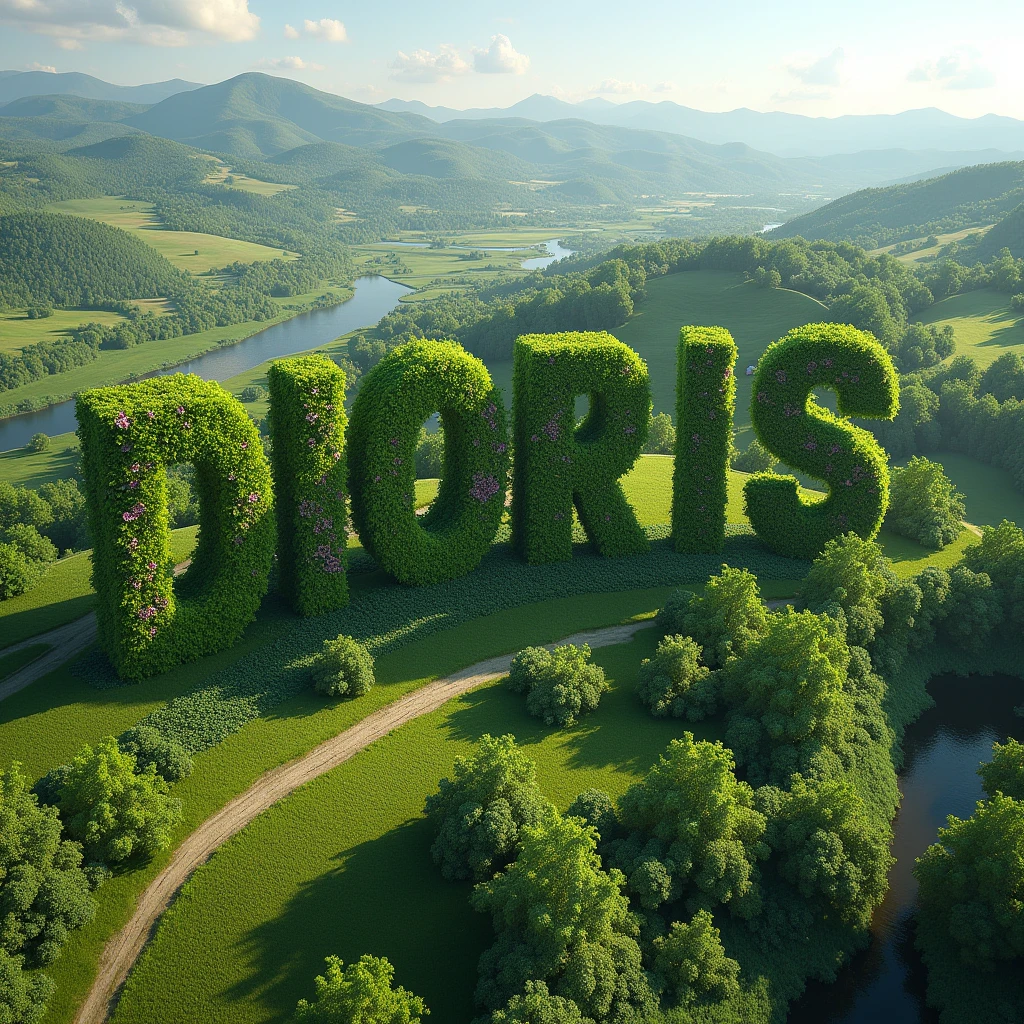 Six giant DIORIS letters in the shape of vegetation that can be seen from afar from the sky DIORIS