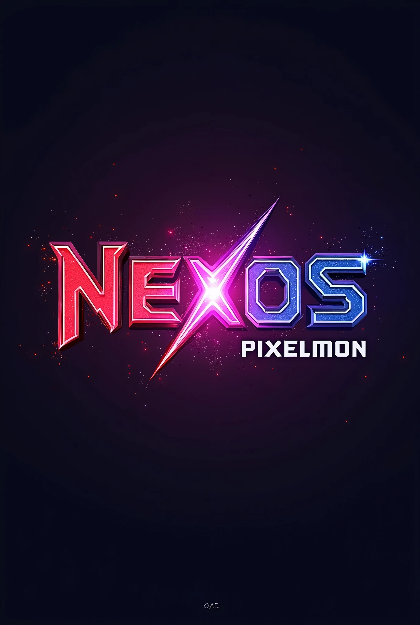 Make a logo with the name "Nexos Pixelmon" red and purple cores in a 512x512 size without pixel art