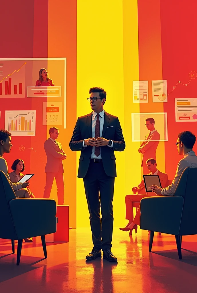 An image of human resources management with red and yellow color 