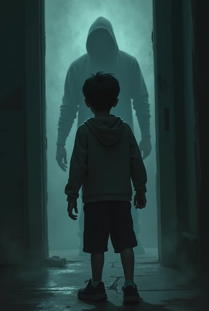 A alone boy with home horror