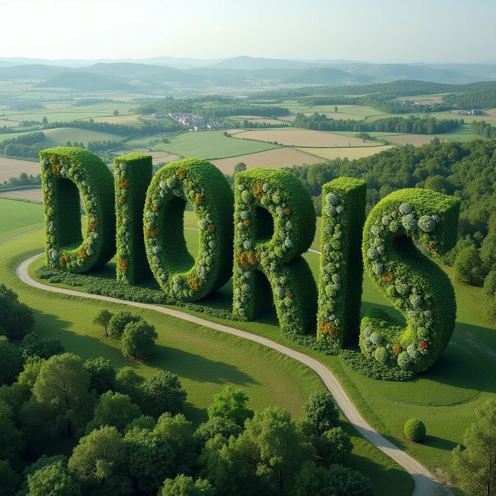 Six giant DIORIS letters in the shape of vegetation that can be seen from afar from the sky DIORIS
