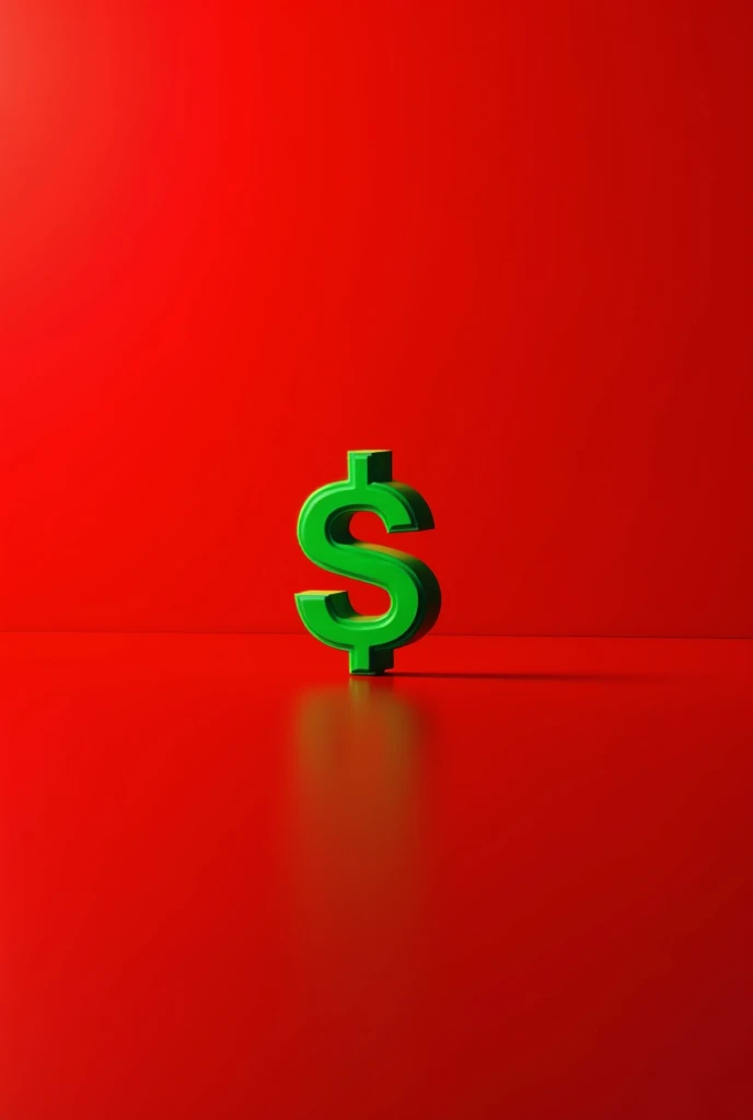 Draw a green dollar sign on a red screen, but it's a really small dollar sign