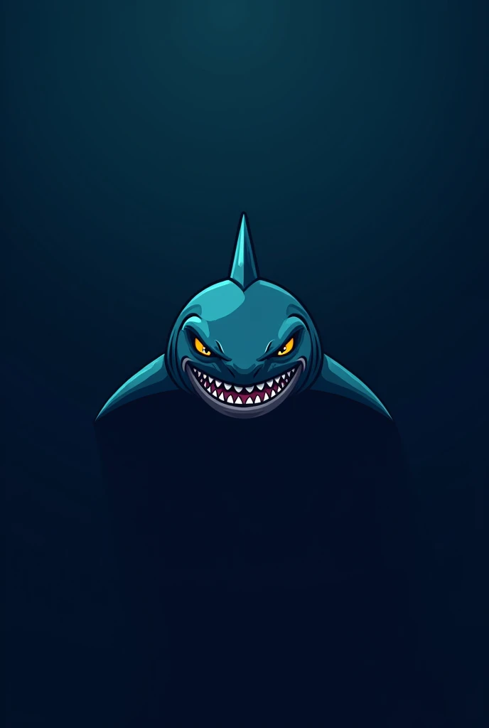 a dark gradient blue minimalistic angry strong shark for a logo