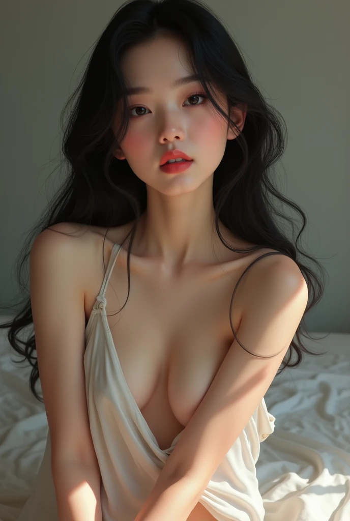 Top quality, RAW Photo, Highest Quality Image, 16K, Full body, Age 18 years old, Realistic, Photorealistic, Beautiful Thai Girl, Sexy, Perfect slender body, Supermodel Body shape, White pale skin, Beautiful hair, Wavy hair, Bright Purple Hair Color, Beautiful hairstyle, Detailed face, Detailed body, Detailed skin, Double eyelids, Big eyes, long eyelashes, bright eyes, green eyes, natural lips, detailed lips, slender legs, Open leg, thin waist , small hip, Naked, Pussy, detailed pussy, Hairy, Pink nipples, Round shape breasts, detailed breasts, Beautiful breasts, Small Breasts, Perfect breasts,  small thighs, posing at a Photo studio, Nude and Erotic Photoshoot, white tone light , Bright light , smiling, perspective from below